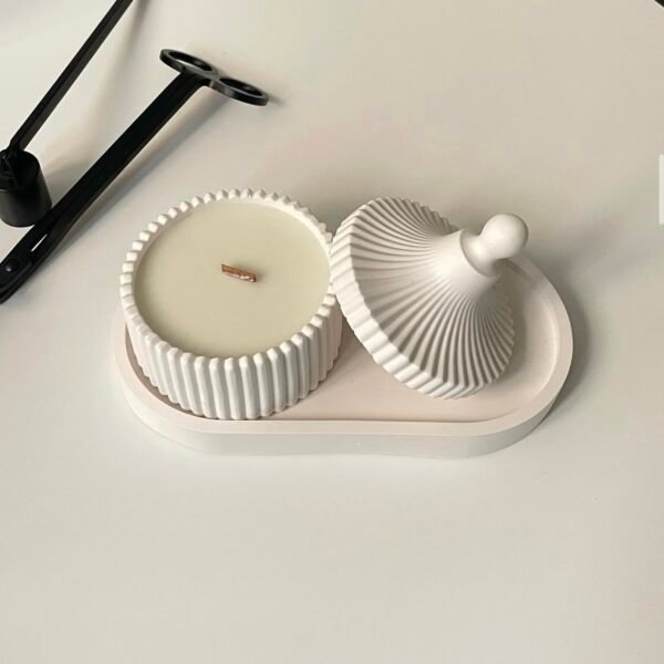 oval tray with candle  Led Jar